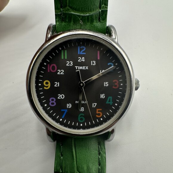 Timex Accessories - Timex Watch Women Silver Tone Black Dial Multicolored Numberals New Battery